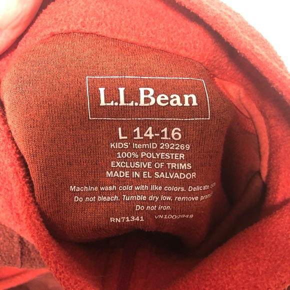 Ll bean half zip fleece sweater size large 14-16 youth - Picture 3 of 3